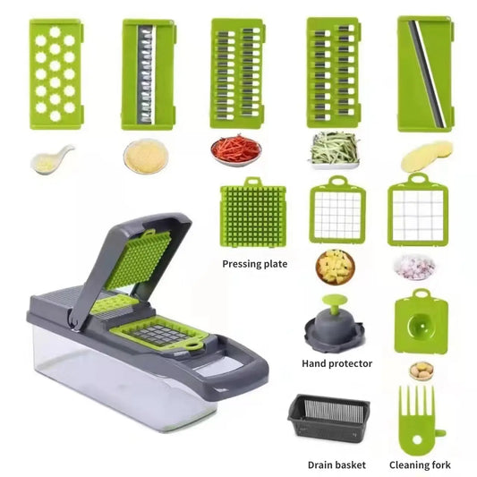 12-IN-1 VEGETABLE FRUIT CHOPPER, CUTTER, VEGGIE DICER SLICER WITH CONTAINER